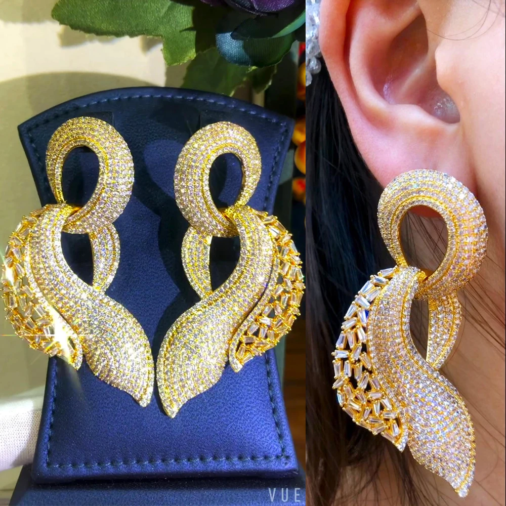 

Missvikki Original Luxury Shiny Big Earrings For Noble Women Wedding Party CZ Dubai Bridal Earrings Gorgeous Gift Jewelry