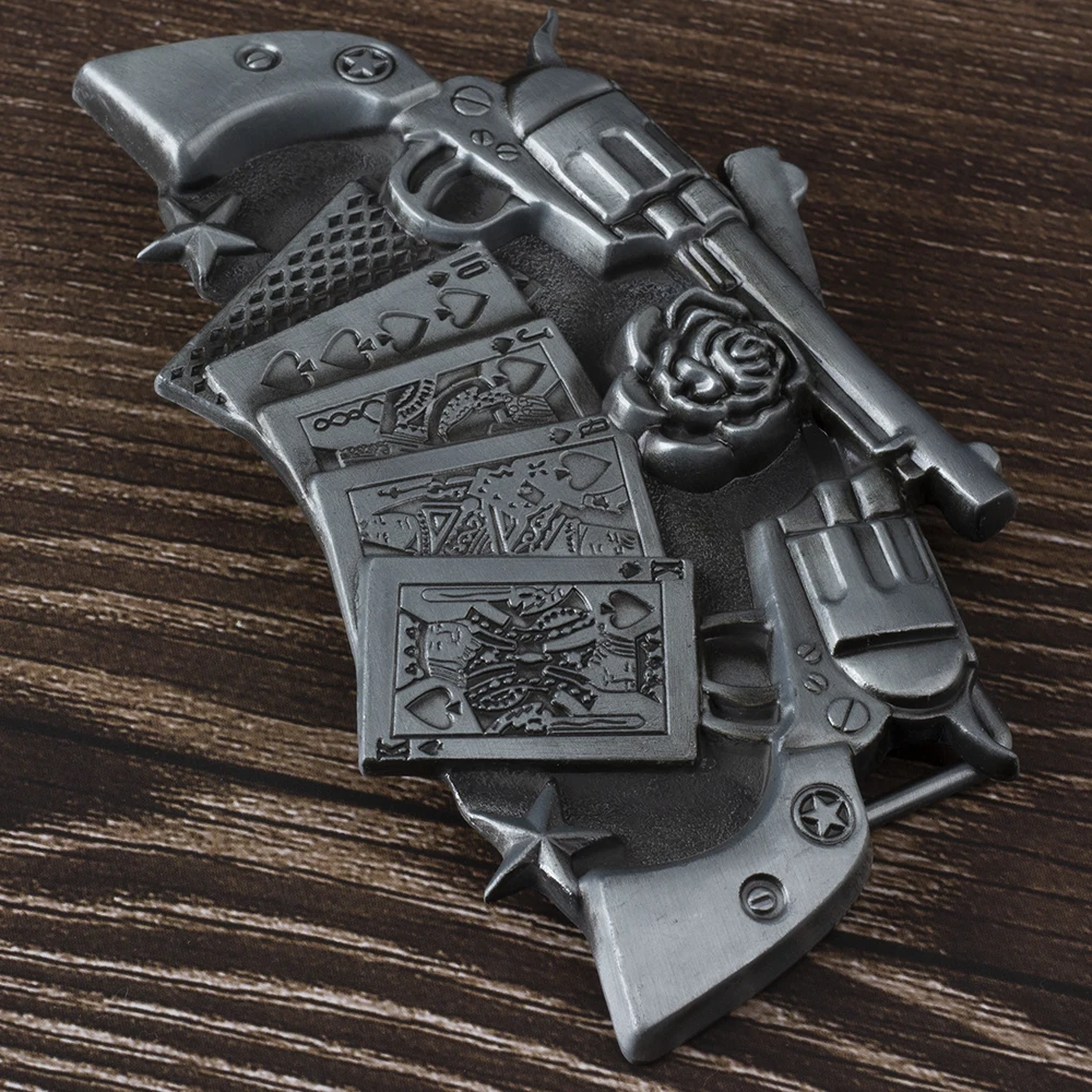 Poker And Two Gun Pattern Alloy Belt Buckle for Men