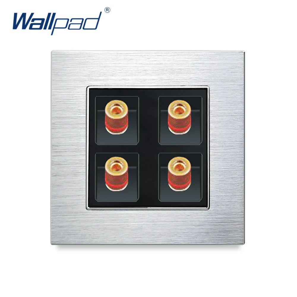 4 Pin Audio Socket Wallpad Luxury Satin Metal Panel Audio Ports Electric Wall Electrical Outlets For Home