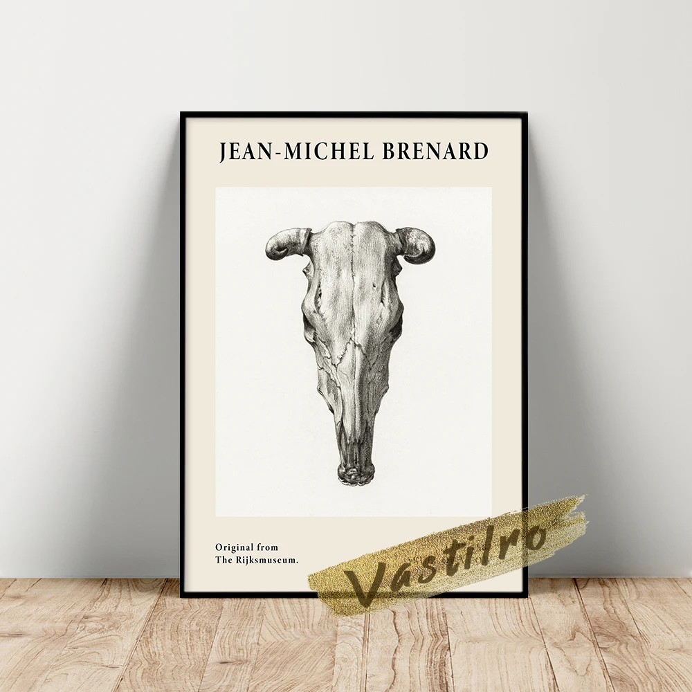 Jean Mishel Brenard Album Cover Poster, Jean Brenard Skull Of A Cow Art Prints, Vintage Animal Head Bone Wall Picture, Fans Gift