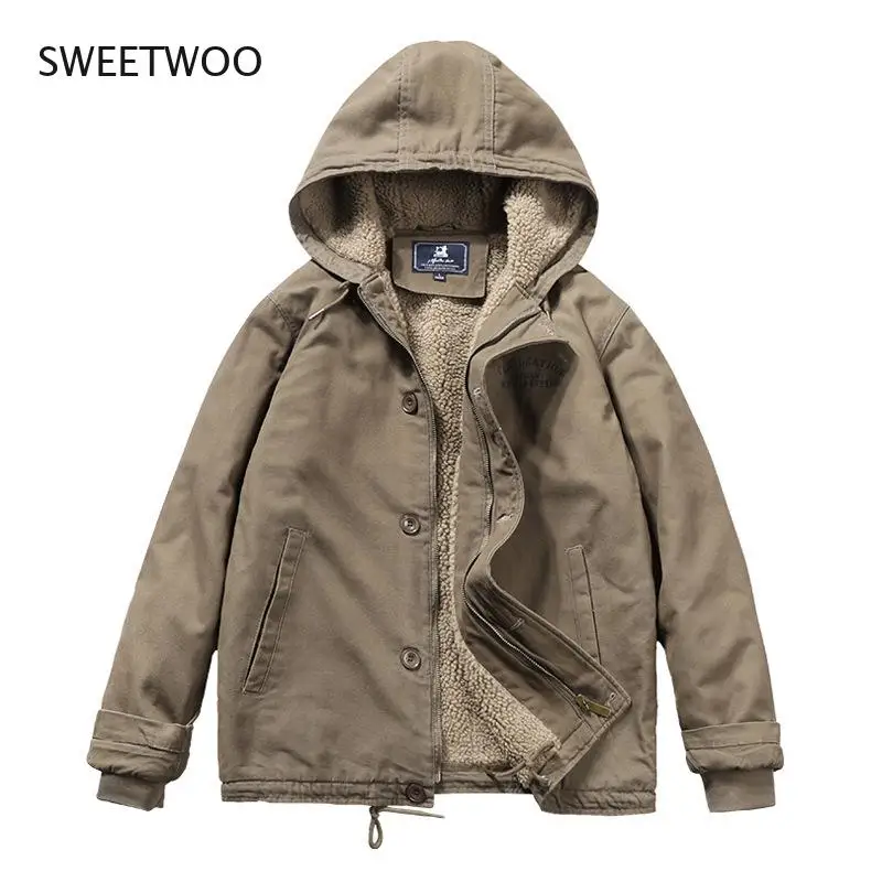 

Quilted cotton men's winter jacket with hood long-sleeved jacket thickened casual sports warm parka wool coat new 2021