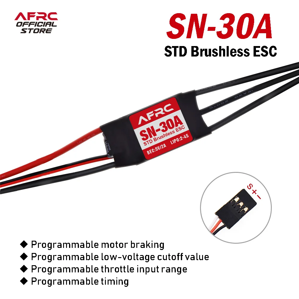 

AFRC-SN-30A STD Electronic Speed Control Elec Brushless ESC For RC Fixed Wing Helicopter Model Aircraft DIY Assembly Upgrading