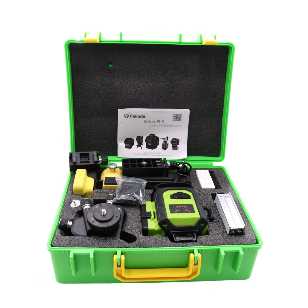 Imagem -04 - Nível Laser Verde Fukuda 4d Auto Nivelamento Automático 360 Inclinação Vertical e Horizontal 16 Linhas 532 nm Mais Novo