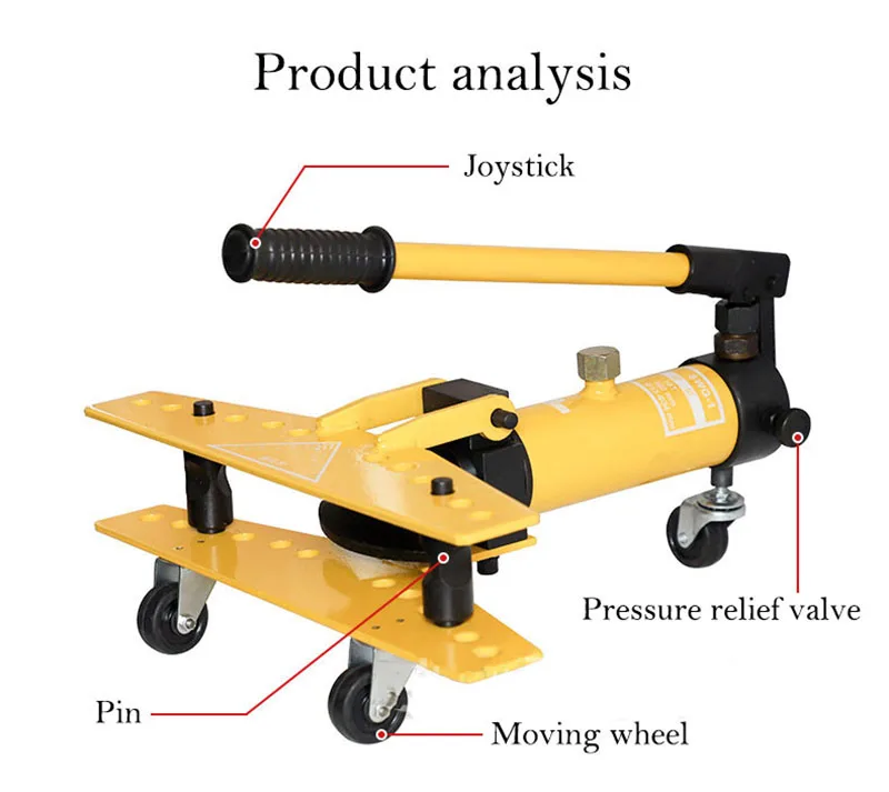 Doblador hidráulico Manual Integral de 1 pulgada, herramientas de flexión de tubos de hierro galvanizado, diseño de émbolo de presión alta y baja