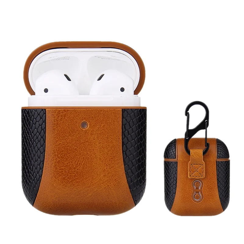 Leather Case For Apple Airpods 2 Luxury Retro Leather Cover Cases with Buttons Vintage Leather Protective DropShipping