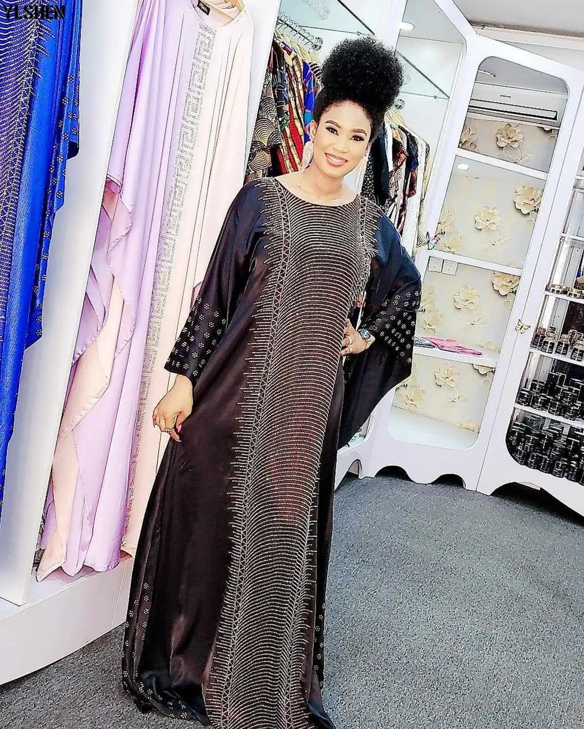 Plus Size African Dresses Abayas for Women Dashiki Diamond African Clothes Caftan Abaya Dubai Robe Evening Long Muslim Dress