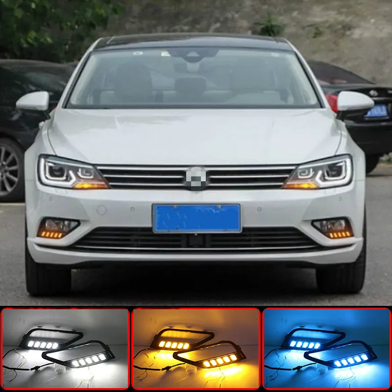 

LED DRL Daytime Running Light Daylight driving yellow turn Signal lamp For Volkswagen Lamando 2015-2018