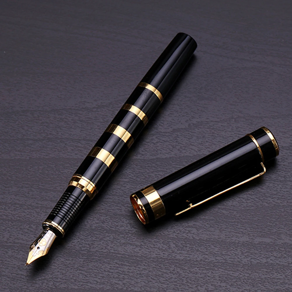 metal Portable Trim OFFICE BLACK GOLDEN 0.5MM 1.0MM gift Fountain Pen