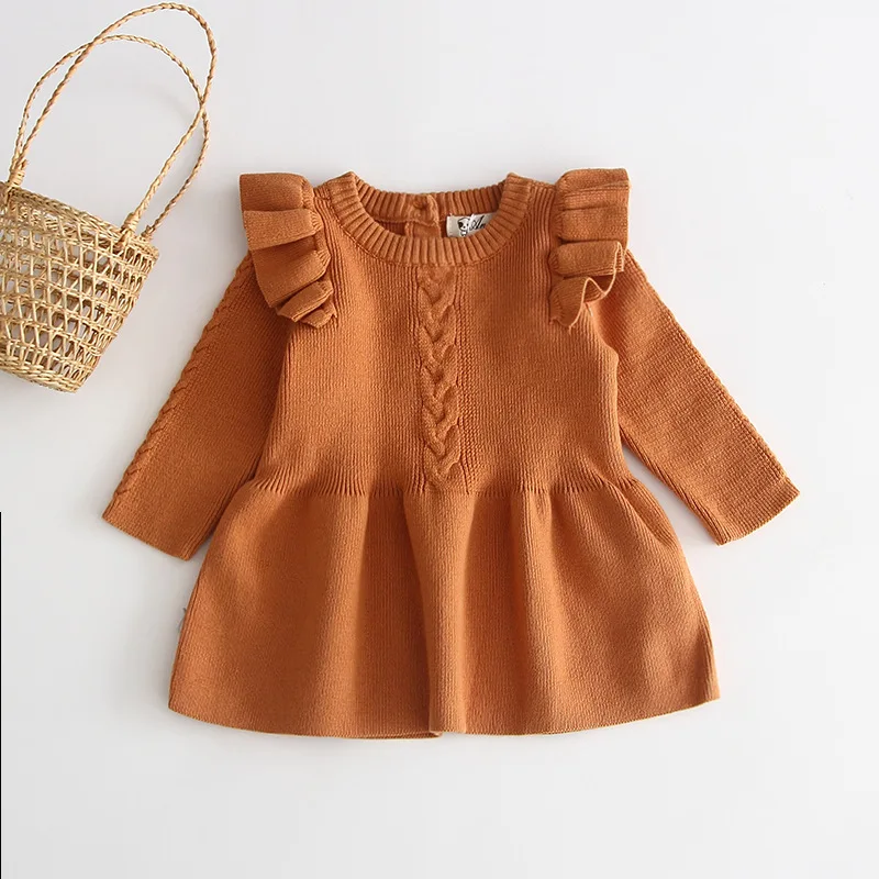 Baby Girl Dresses 2022 Autumn Baby Girl Clothes Winter Baby Girls Wool Knitted Sweater Dress Girls Dresses Toddler Girl Sweaters