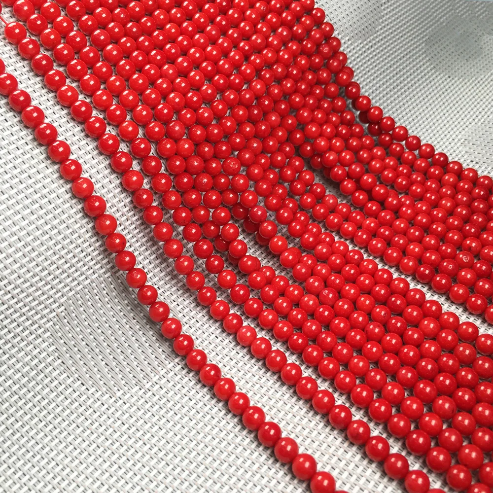 Small beads 3 4 5 6MM high quality round natural red coral beads loose beads isolation beads DIY bracelet necklace jewelry makin