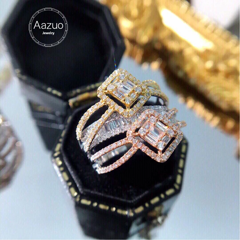 

Aazuo 18K Solid White Gold Yellow Gold Rose Gold Real Diamond 1.1ct H Si Engagement Ring Gift For Woman High Class Banquet Party