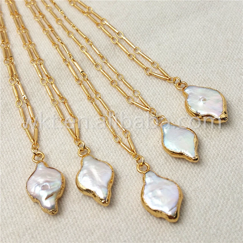 WT-N831 10pcs Wholesale High quality Pearl Necklace & Pendant for Women Gift,Random Shape Charm Pearl Necklace