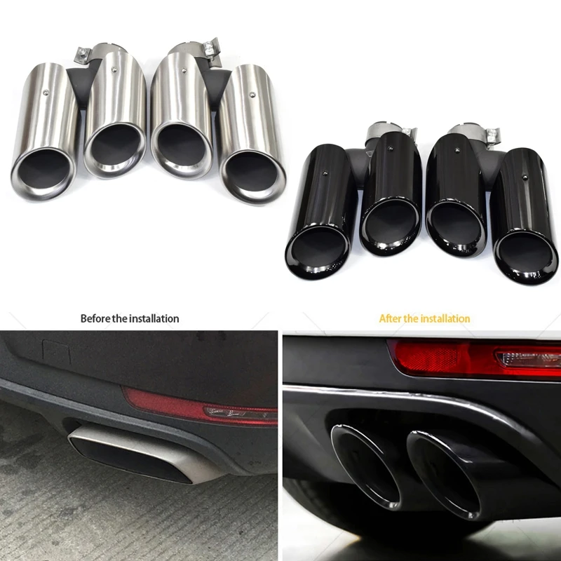 

For 2013-2020 2021 2022 Porsche Macan S GTS Car Double Outlet Exhaust Tailpipe Decoration Muffler Tube Stainless Steel Slip On