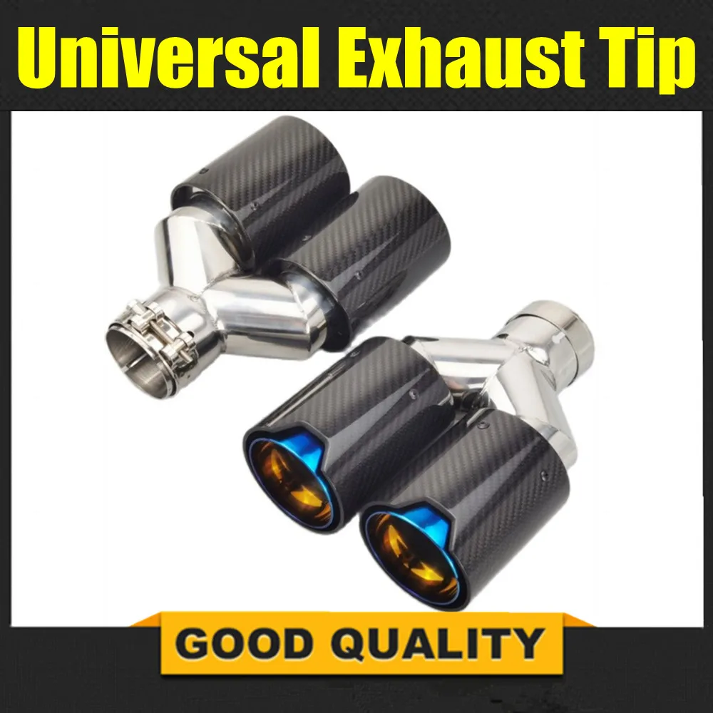 

Универсальный двойной наконечник выхлопной трубы, 1 шт., глянцевый черный наконечник выхлопной трубы из углеродного волокна, четырехъядерный наконечник глушителя для BMW M Series Sporty
