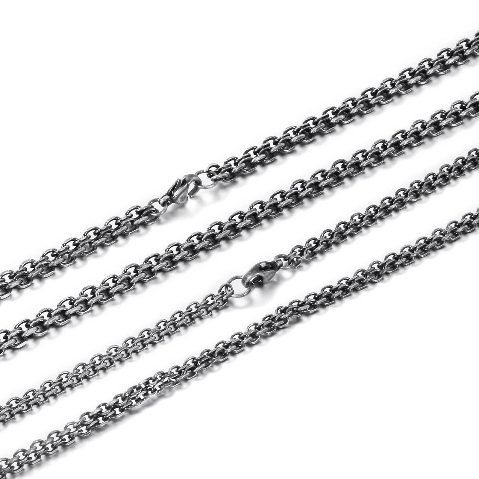 Fongten Vintage Stainless Steel Black Punk Link Chain Long Necklace Men Fashion Jewelry