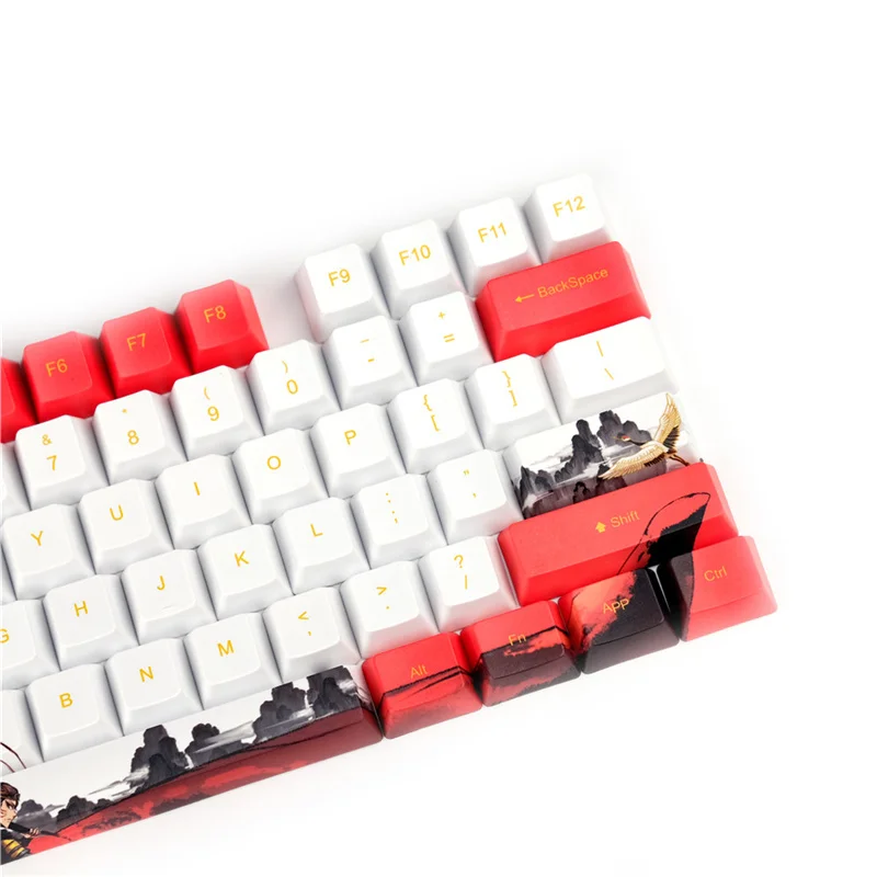 Monkey King Cartoon Keycap, Teclado mecânico, PBT, Five Sided Sublimation, Oem Altura, 60 87 104 108, Personalidade