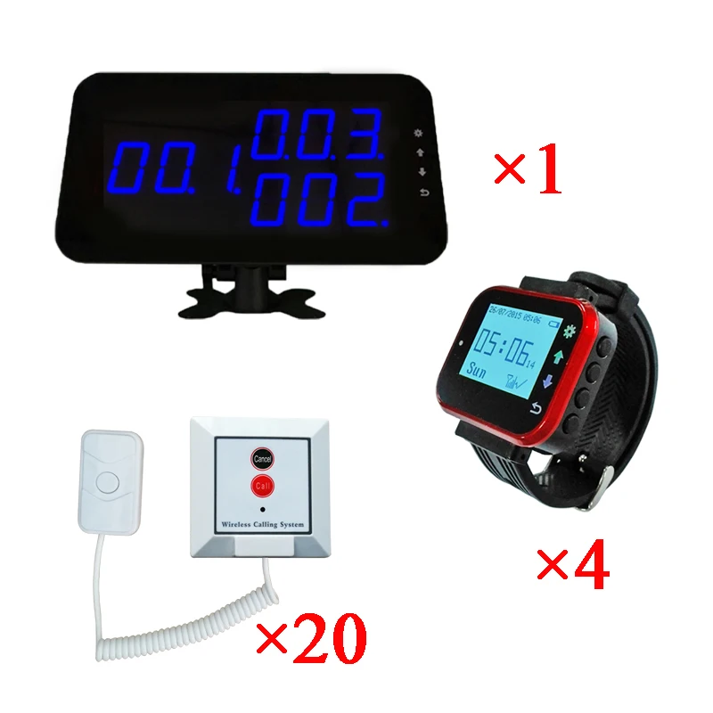 

Nurse Calling System for Hospital Patients with 20 Calling Buttons,4 Wrist Watch and 1 Number Monitor, Shipping Free