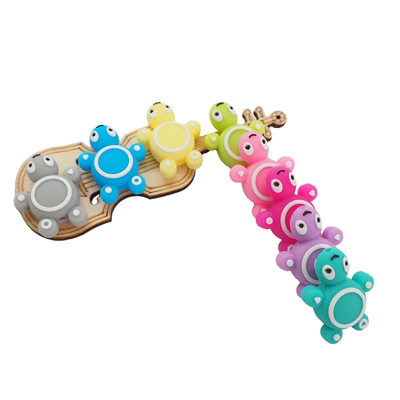 Chenkai 10PCS Silicone Turtle Beads Baby Animal Shape Of Mini Tortoise Teething BPA Free DIY Infant Nursing Pacifier Chain Clips