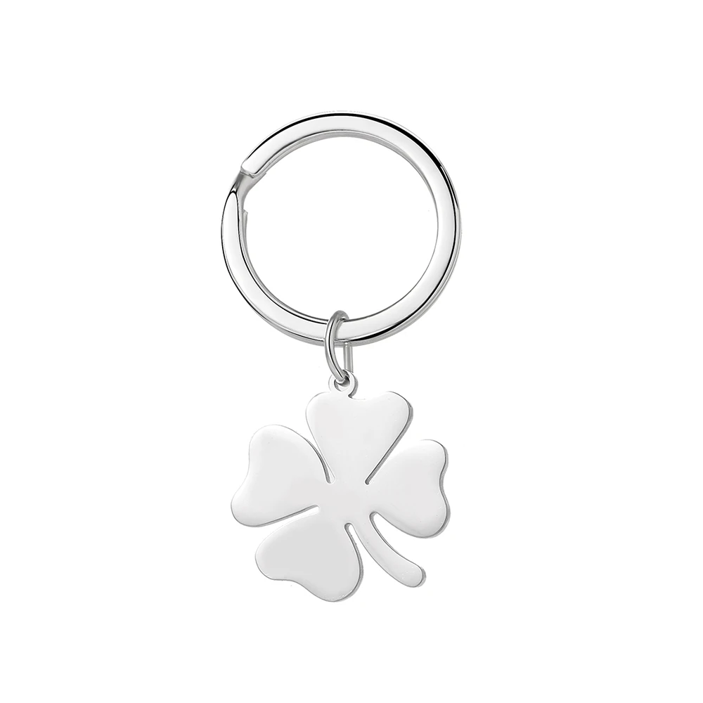 Stainless Steel Keychain Classic Clover Silver Color Fashion keychain for car keys Pendant For Women Man Jewelry Friends Gifts