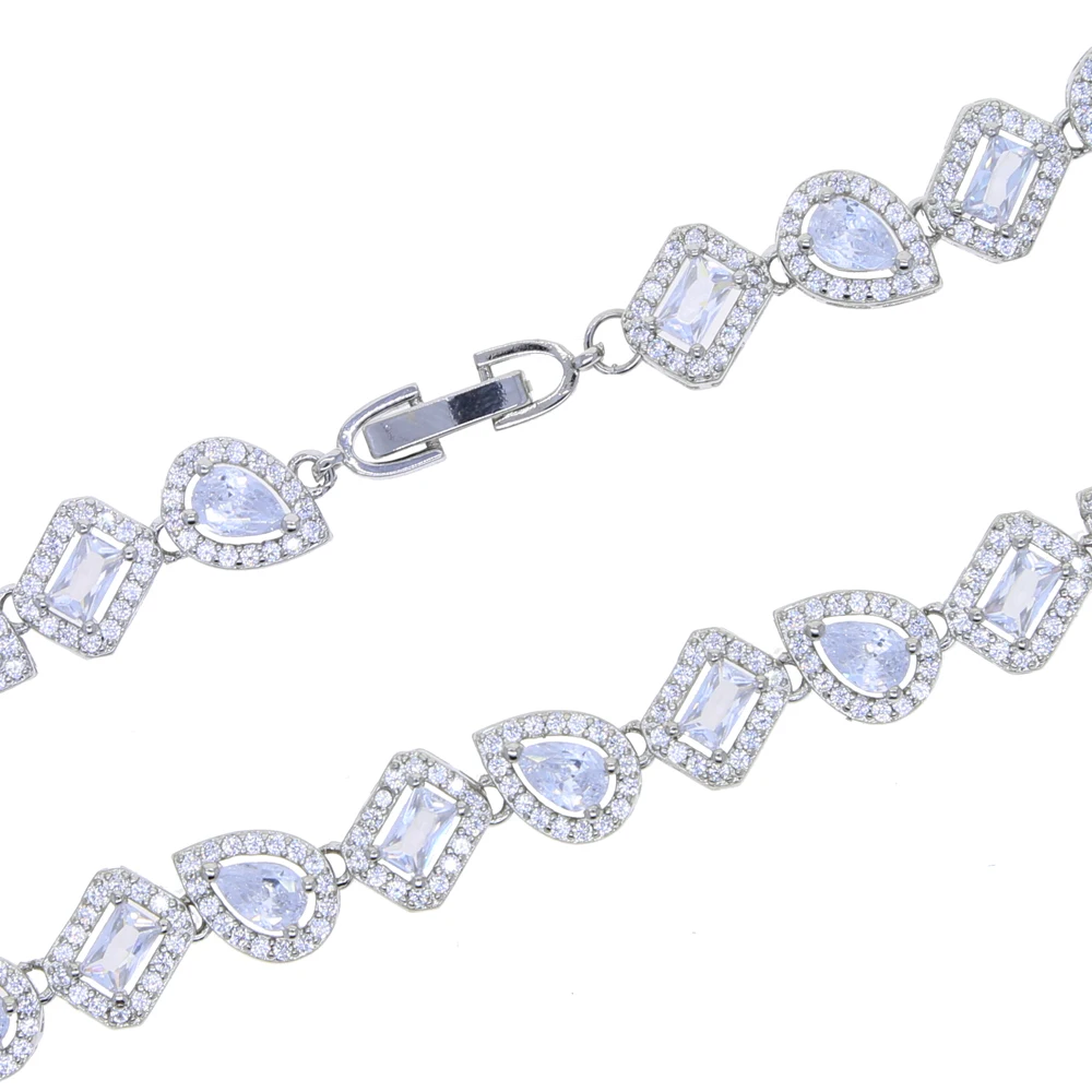 جديد مثلج خارج بلينغ هندسية تشيكوسلوفاكيا العنقودية تنس قلادة فاخرة 5A مكعب زركونيا المختنق للنساء الهيب هوب مجوهرات