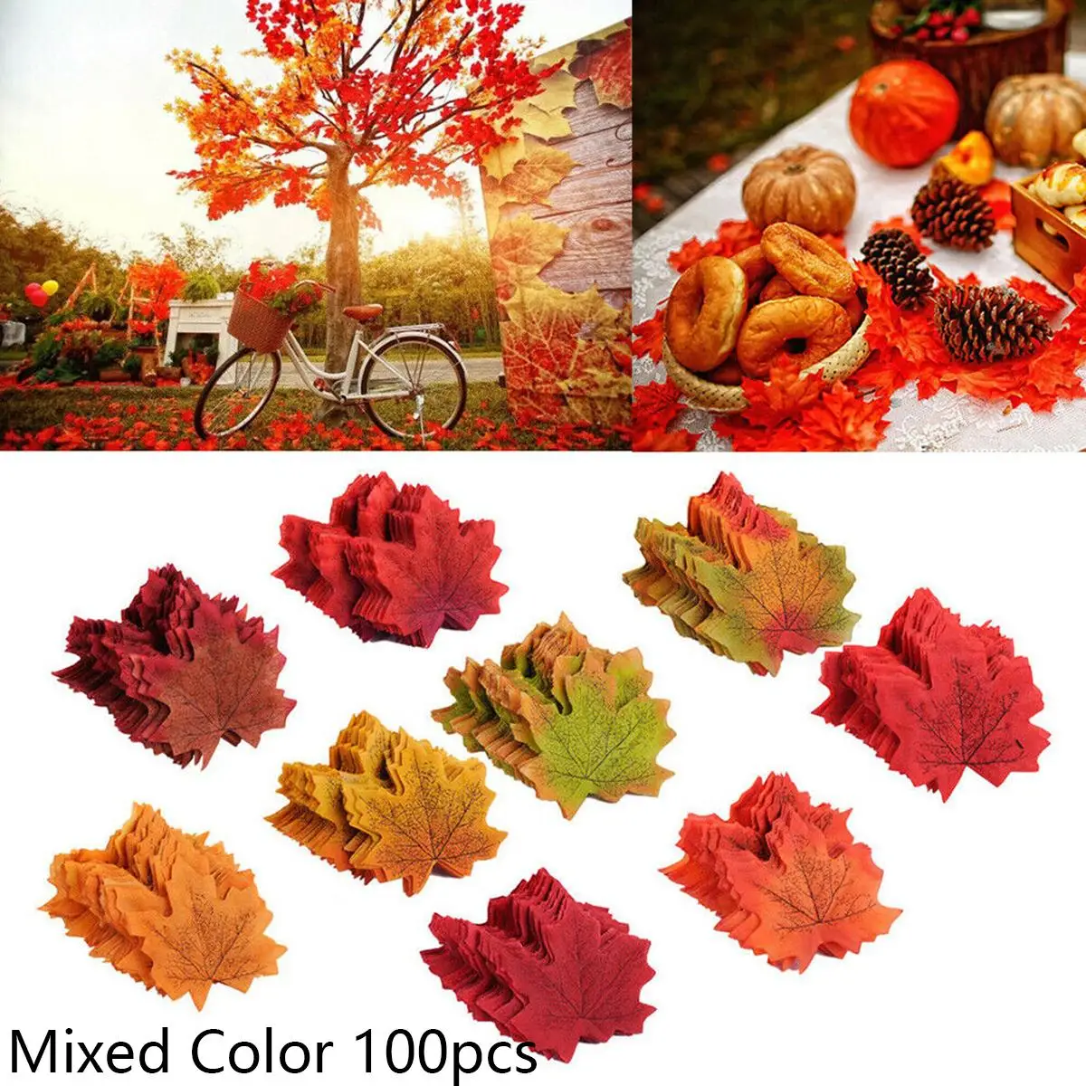 100/200 pezzi autunno foglia d'acero artificiale autunno foglie di seta finte artigianali Natale Halloween decorazioni per feste di matrimonio oggetti di scena per fotografia