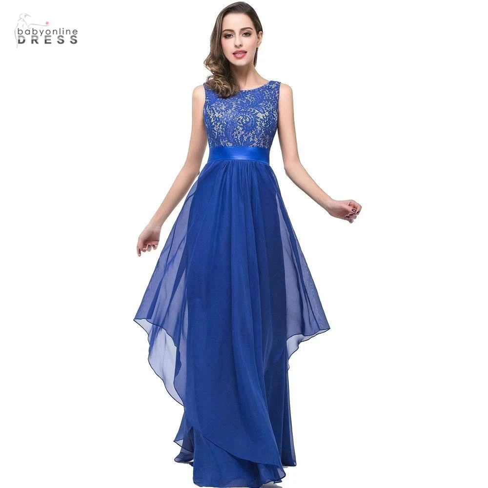 

In Stock Chiffon Lace Long Prom Dresses Female Evening Party Gowns Dress With Sashes Vestido de Festa Longo Sleeveless Layers