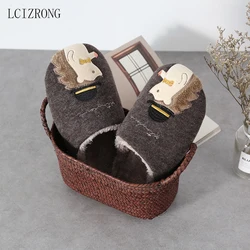 LCIZRONG 2020 Nuovo Riccio Harajuku Pantofole da Donna In Cotone Caldo Infradito Neve Inverno Pantofole da Casa Donna Uomo Scarpe da Interno Bambino