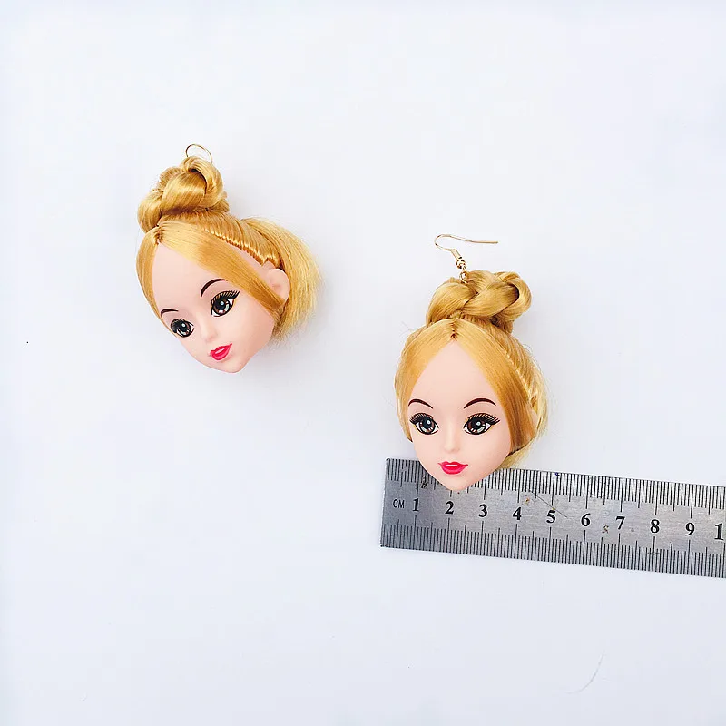 Creative Trendy Lovely Hair Girls Doll Head Drop Earrings For Women Long Dangle Earrings Brincos Fashion Jewelry Party Gifts