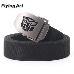 Transformers Thickened Cotton Canvas luxury Metal buckle jeans belt Military Army tactical Men's Cotton Woven Watch Belt