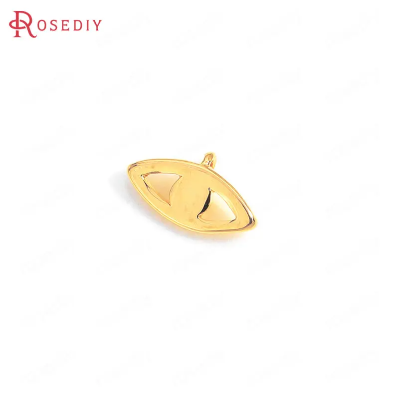 (C690)10 pieces 10x5mm Hanging Hole 1mm High Quality Gold Color Brass Eyes Charms Pendants Diy Jewelry Findings Accessories