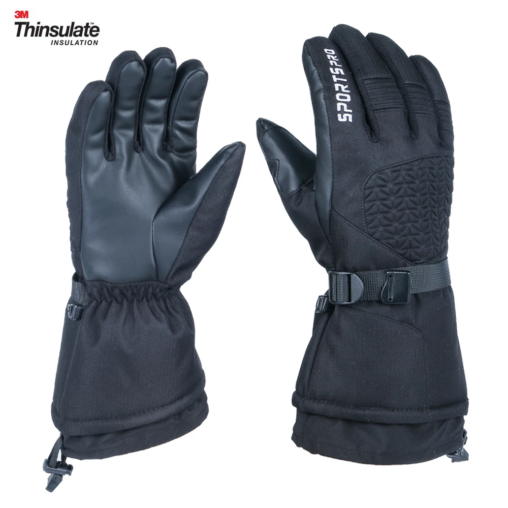 High Quality Winter Ski Snow Gloves Black Men Women 3M Thinsulate Waterproof Thouchscreen Snowboard Snowmobile Gloves