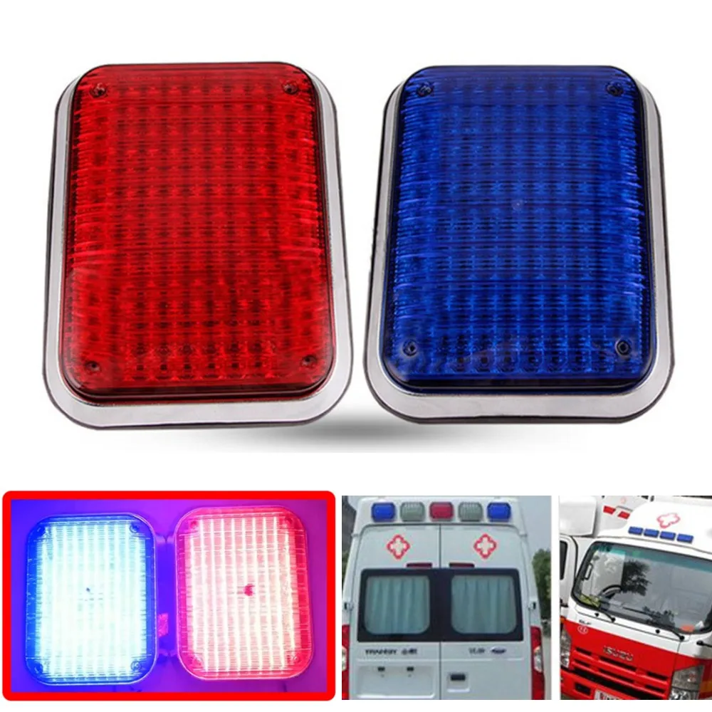 2Pcs LED Car Emergency Strobe Lights For Ambulance 12V 24V Police Flashing Lights Red Blue White Amber