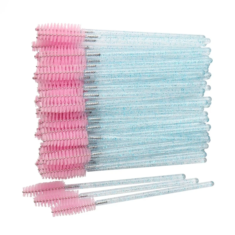 50 Pcs Disposable Crystal Eyelash Brush Mascara Wands Applicator Diamond Eye Lash Brushes Eyelash Extension Makeup Brush Tools