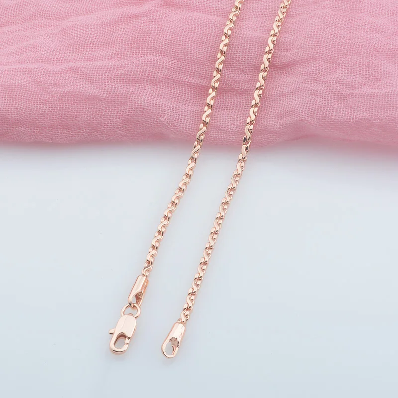 2mm Women Rose Gold Color Small  45cm 60cm Necklace Chain(No red box)