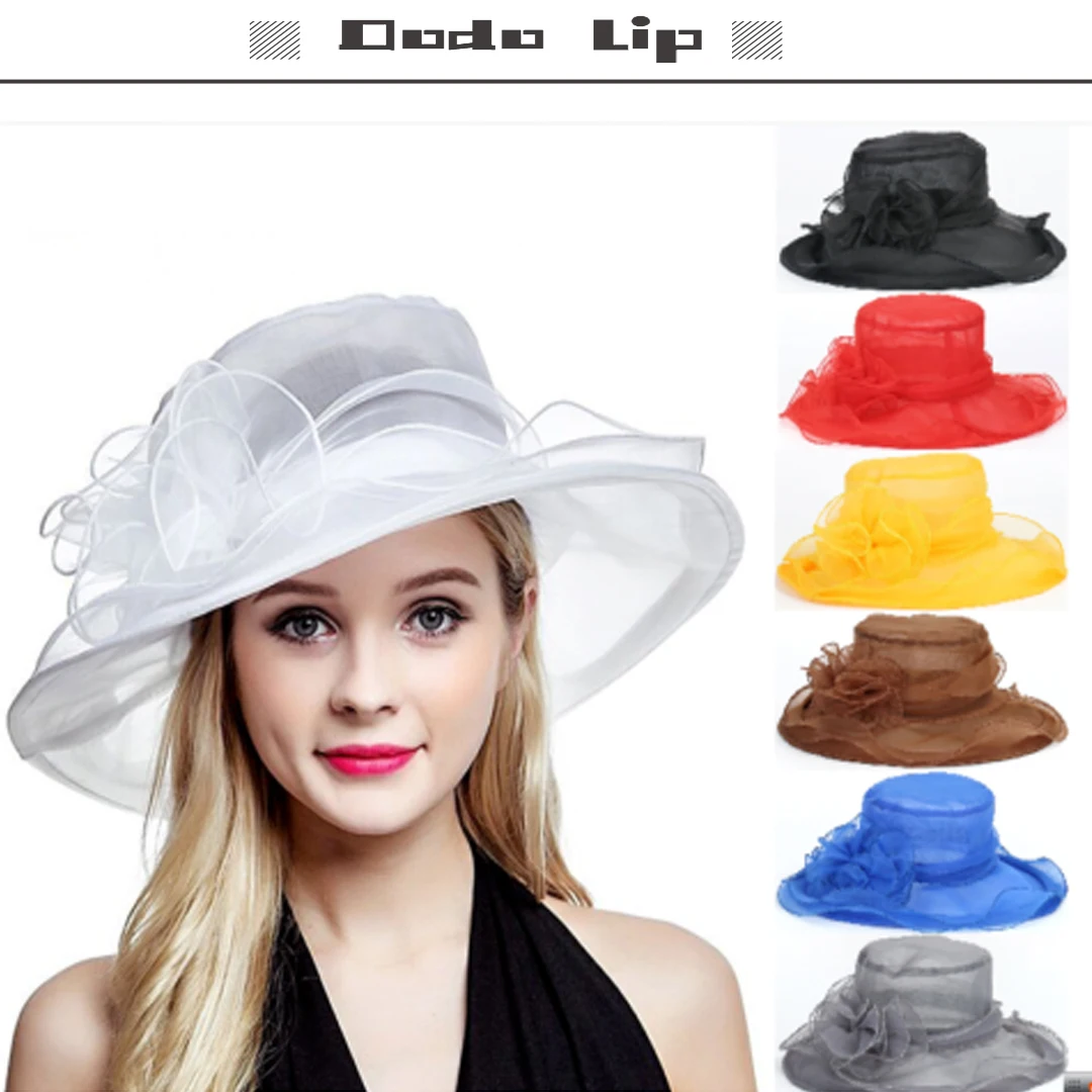 Elegant Ladies Hat Organza Hat Bridal Hat Mesh Hat Party Occasion Hat Wedding Outside for Dress Women's Sun Hat Cap for Women