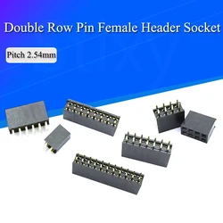 10PCS Double Row Pin Female Header Socket Pitch 2.54mm 2*2p 3p 4p 5p 6p 8p 10p 12p 40p Pin Connector