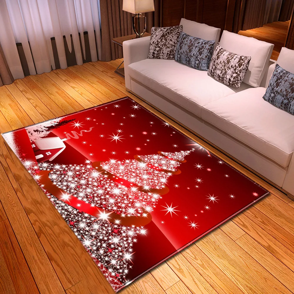 

3D Gorgeous Christmas Tree Printed Rugs Large Living Room Washable Anti-slip Carpets Home Entrance Doormat Decor Cosiness Carpet