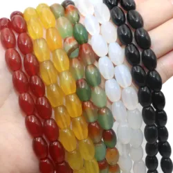 8*12mm Natural Rice Shape Colorful Agates Loose Spacer Beads For Jewelry Making Charm DIY Bracelet Necklace Accessories