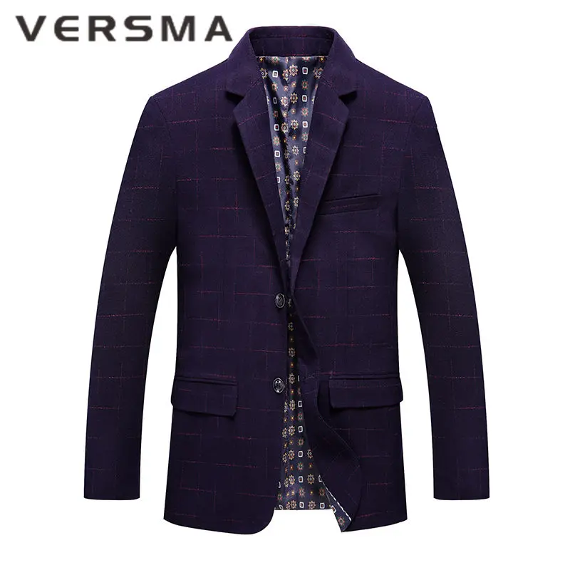 

VERSMA Plaid Men Blazer Suit Male Jacket Men Masculino Design Coat Slim Fit Blazer Styles Men Casual Blazer Jackets Dropshipping