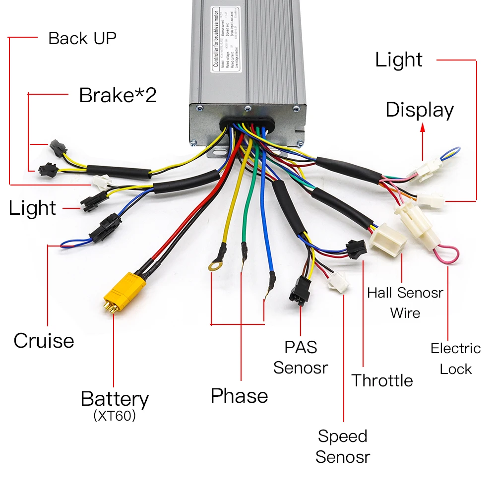 Kontroler Ebike 24V 36V 48V 250W 350W 500W 750W 1000W 1500W bezszczotkowy 6 9 12 18 Mosfet kontroler KT rower elektryczny Accessorice kontroler 36v