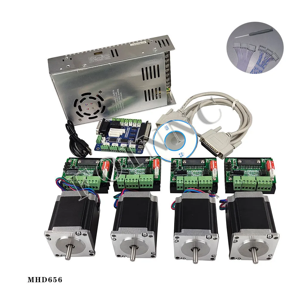 Kit router di controllo numerico computerizzato, 4 assi, scheda di interfaccia driver motore passo-passo TB6560 4 motori oz-in Nema23 270 p