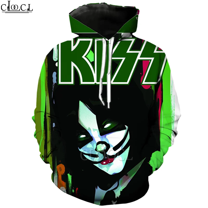 HX 2021  Fashion Men Women 3D Print Harajuku Hoodie Hip Hop Rock Band KISS Unisex Hip Hop Couple Tops