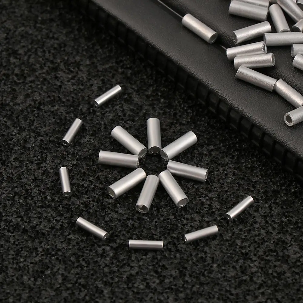 

100pcs/lot Portable Round Aluminum Connector Crimp Sleeve Fishing Wire Tube Line Crimping Sleeves single Aluminum