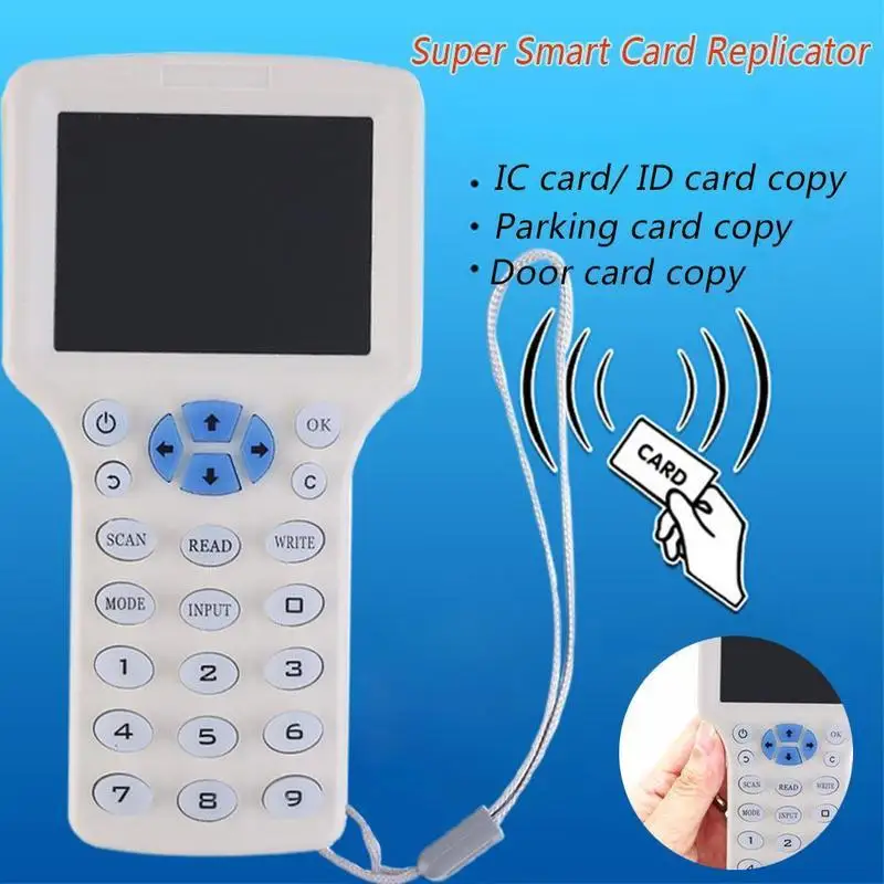 English10 Frequency RFID Reader Writer Copier 13.56Mhz Tag Duplicator IC/ID with USB Cable for 125Khz Cards LCD Screen