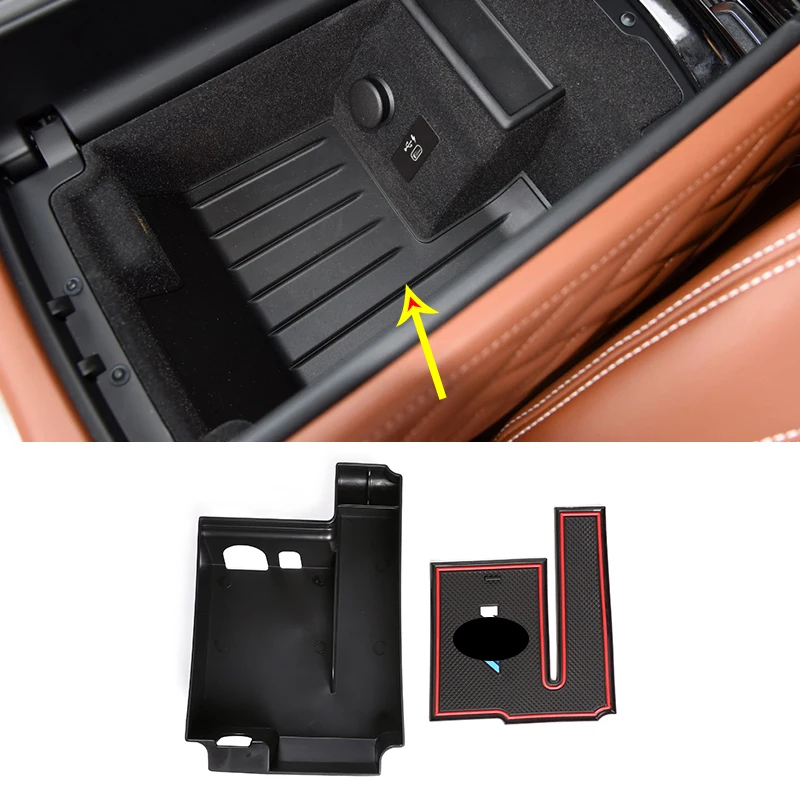 

ABS Car Styling Central Armrest Box Storage Box for BMW 7 Series 2019-2020 Black Car Interior Accessories