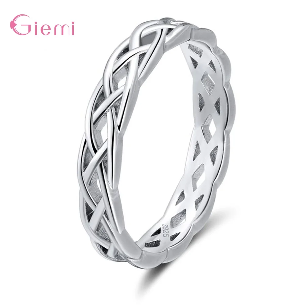 Fashion Simple Hollow Twist Rings For Women 925 Sterling Silver Finger Ring Rose Gold Wedding Party Gifts Fine Jewelry