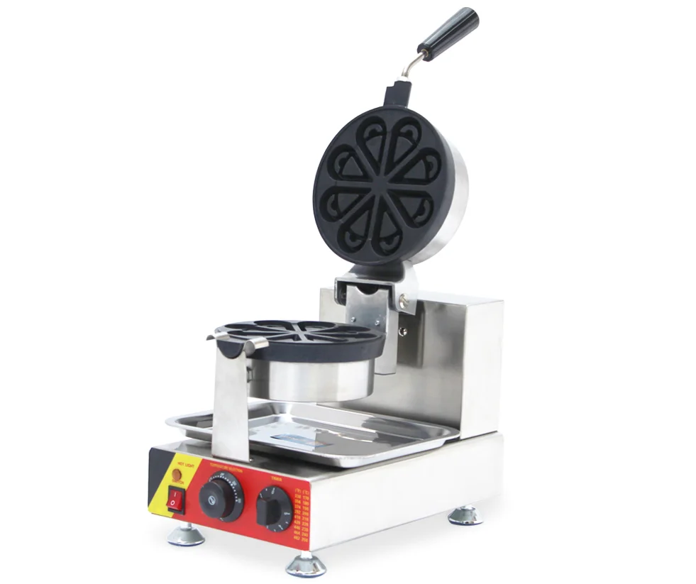 

220v/110v Commerical Electric Rotate Waffle Maker Drops Of Water Shape Waffle Machine With Stainless Steel 201 Snack machine