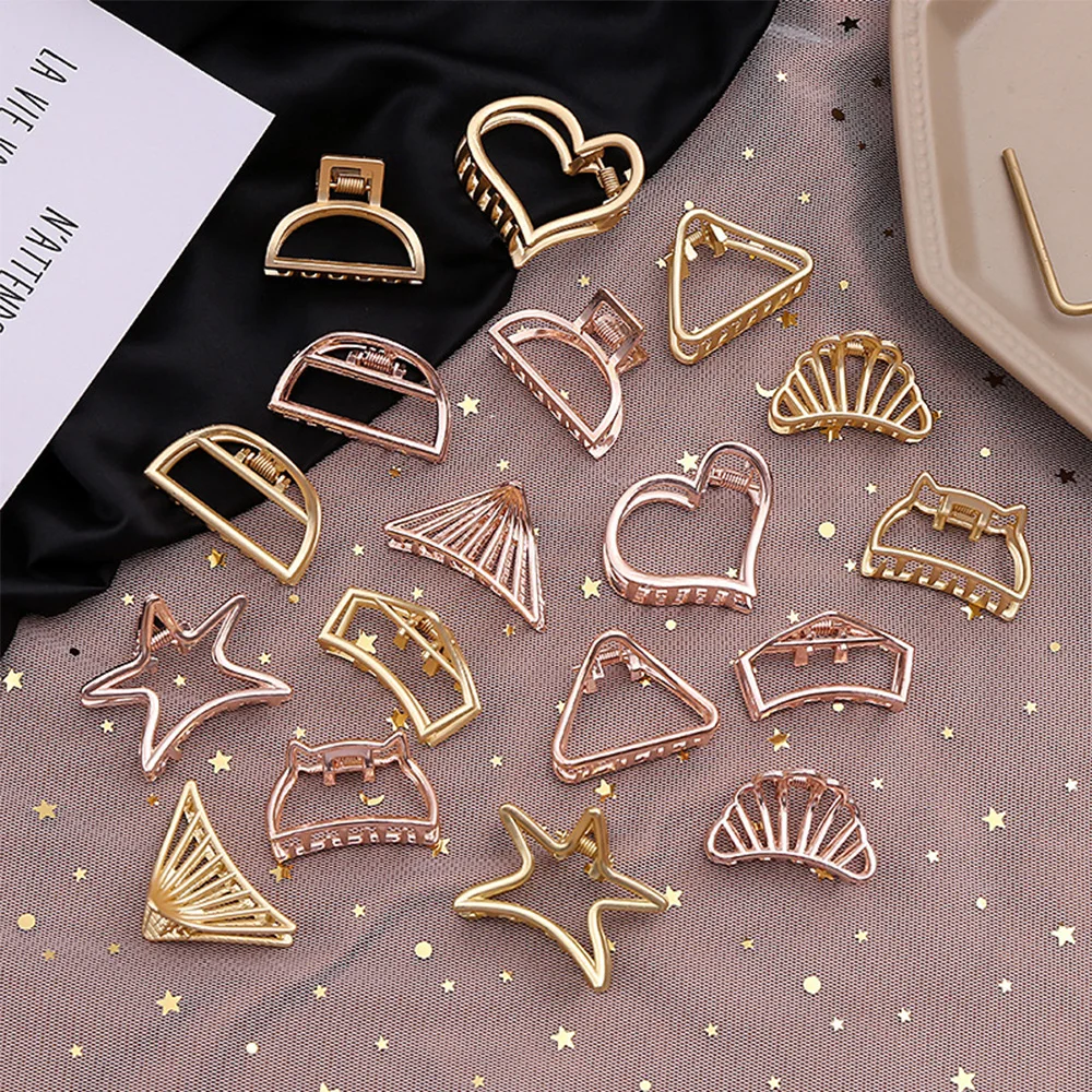 1Pcs Simple Geometric Hollow Small Hair Claw For Women Girls Clamps Hair Crab Metal Hair Clip Claw Accessories Headwear