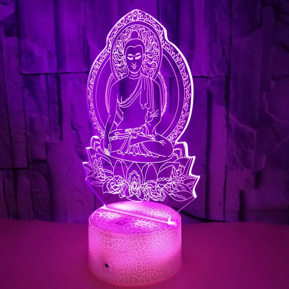 3D Night Light 7 Colorful Usb Buddha Modelling Creative Lamparas Buddhism Table Lamp 3D Led Sleep Lighting For Home Decor Gift