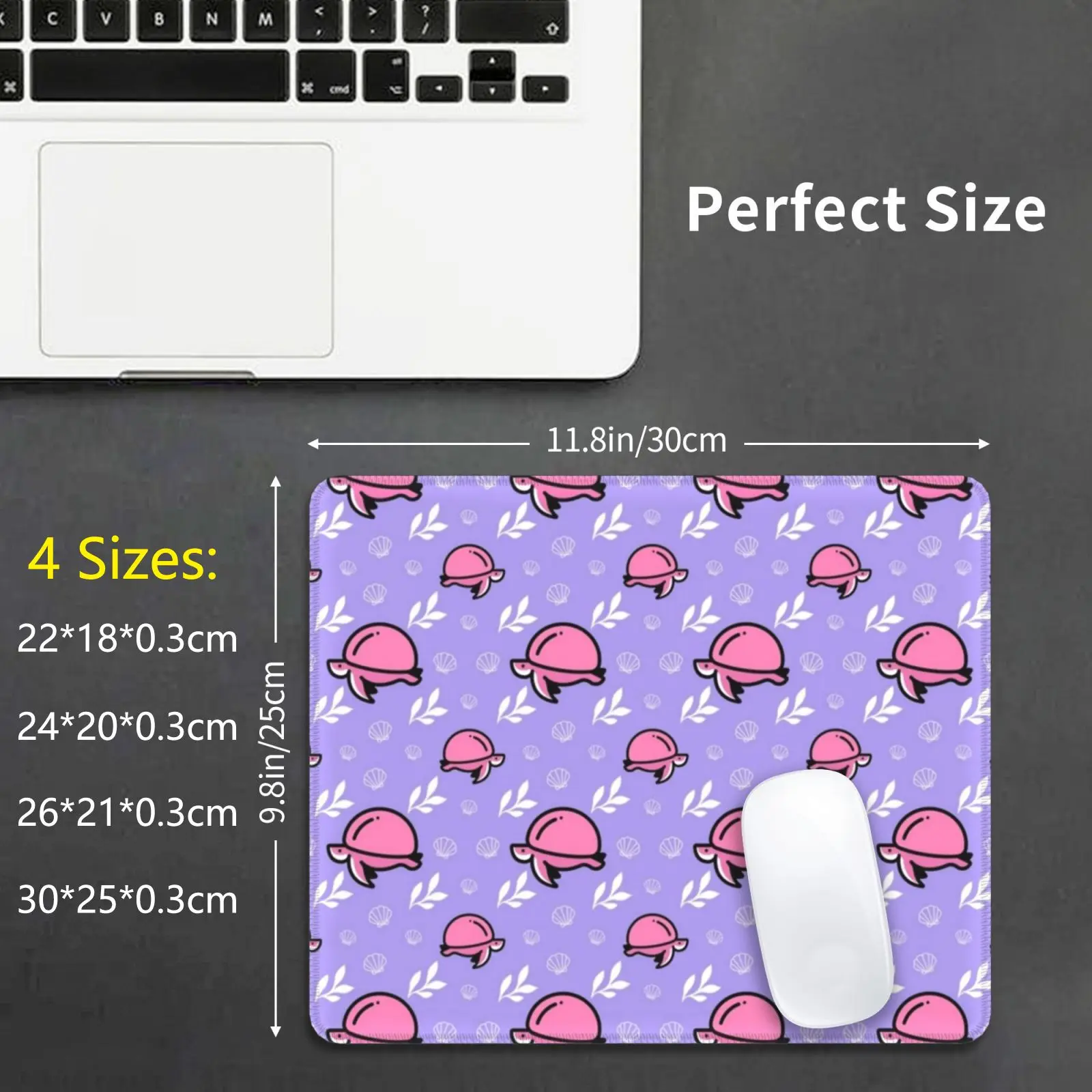 Pink Blush Turtle Tortoise Seashell Purple Lilac Violet Background Mouse Pad DIY Print Turtle Lover Sea